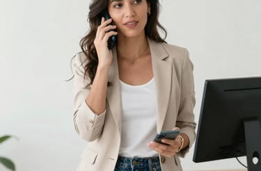 A friendly person assisting a client with housing options on a laptop