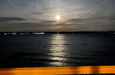 View from upper level deck. You can see the quant town of Aurora across the lake. 