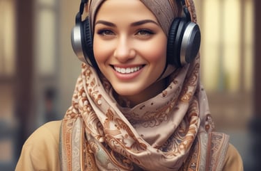 A friendly customer service representative wearing a headset, smiling and ready to assist.