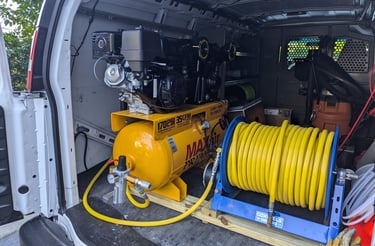 Air compressor dryer vent cleaning