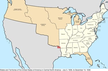 Map of the USA in 1836