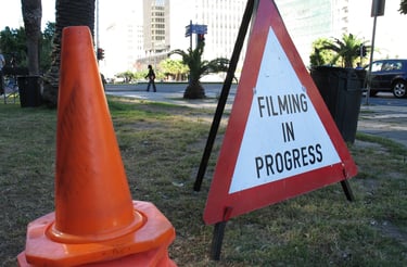 Road Sign Filming in progress Cape Town South Africa- Panneau film en cours Le cap Afrique du Sud