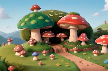 AI created image of mushroom village.