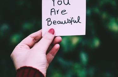 lady hand hold sticky note you are beautiful