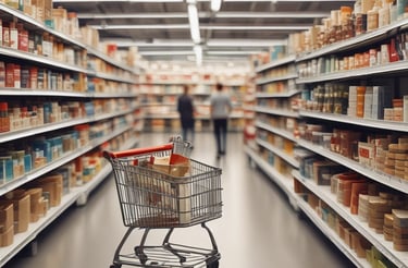a shopping carton with a shopping cartons in a store