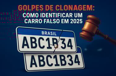 Ilustração realista com duas placas do modelo Mercosul sobrepostas, ambas com a inscrição “ABC1B34”