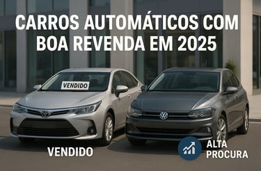 Dois carros automáticos lado a lado em frente a uma fachada moderna — à esquerda, um Toyota Corolla