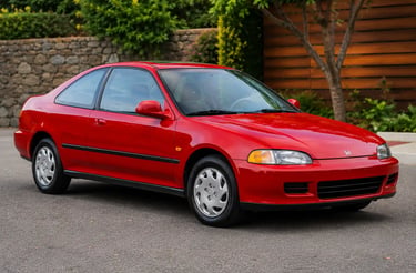 Honda Civic 1995 vermelho preservado em destaque com visual clássico da década
