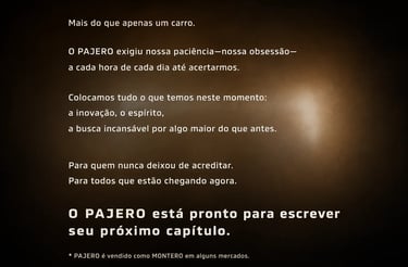 Mensagem oficial da Mitsubishi destaca o retorno do Pajero e seu novo capítulo