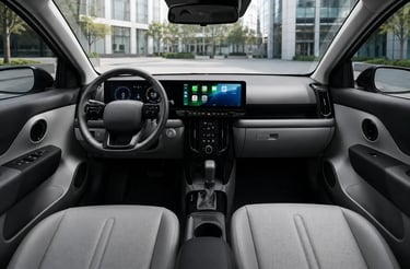 Painel e interior do Hyundai i20 2026 com central multimídia e painel digital integrado