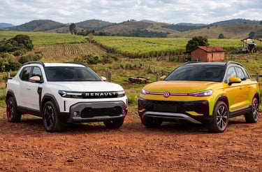 Renault Niagara e VW Tukan 2026 lado a lado em comparativo de picapes híbridas no Brasil