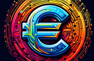 a colorful euro currency Token symbol