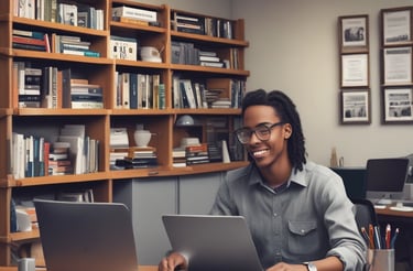 A friendly team member assisting with inquiries at a desk.