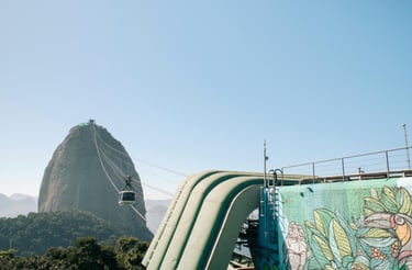a man on a slider in the mountains