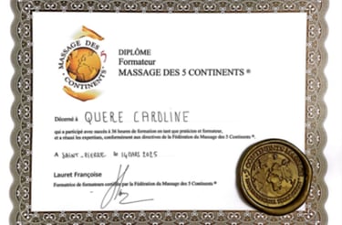 diplôme de formatrice du massage des 5 continents