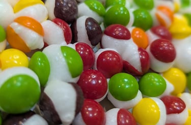 An image of freeze-dried skittles