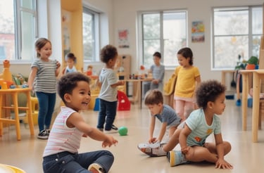 A young child with an expression of curiosity or concern holding a plate of food, surrounded by other children in an outdoor setting. The background is slightly blurred, emphasizing the child's face.