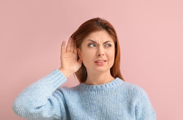 a woman with hearing issues