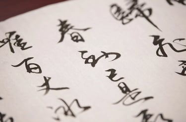 Calligraphy on a rice paper or XuanZhi.
