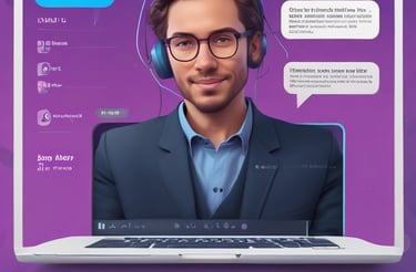 A friendly customer service representative wearing a headset, smiling warmly.