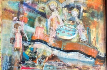 Auckland fashion week- acrylic on canvas, — Nikki Kelly