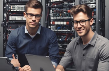 A professional team collaborating in a modern office environment.