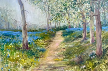 oil painting of bluebells in normandy 