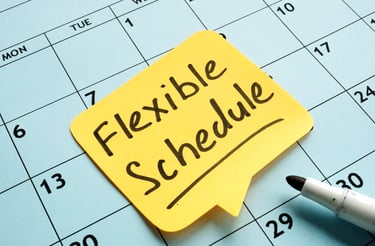 Flexible schedule reminder on calendar with marker – concept for mobile notary, remote services, and
