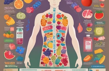 A package of a dietary supplement is prominently positioned on the forest floor, surrounded by dry leaves and blurred natural elements in the background. Partial views of a person appear in the foreground, suggesting outdoor activity.