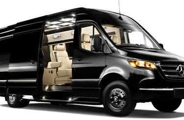 Top-tier Mercedes Sprinter van providing luxury transport in Columbus