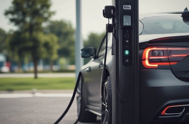 Electric car charging station installed outdoors near a modern home.