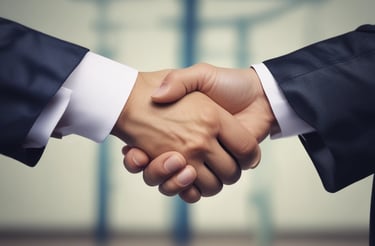 A hand holding a smartphone in front of a wooden background. The phone screen displays a financial investment application with the text 'The smartest thing to do with your money'. Below it, there are illustrations of stacked coins and a call-to-action button labeled 'Start investing'.