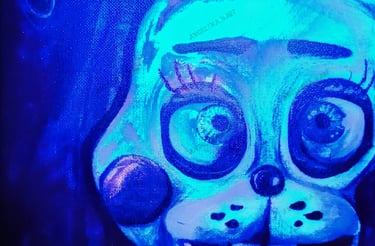 Toy Bonnie Fnaf fanart. Original mixed media artwork by the artist Angelina Nazarenko. Young Artist. ArtNess. UV