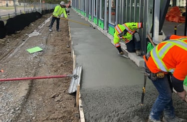 concrete contractors installing stamped concrete