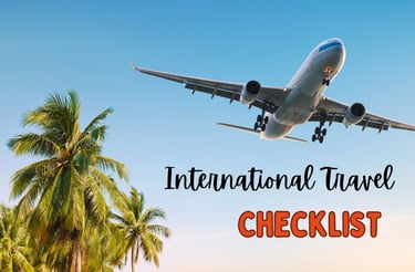 a plane taking off from the airport with palm trees in the background