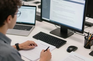 person holding book with sketch