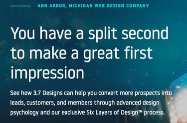 Home page of website for design firm.