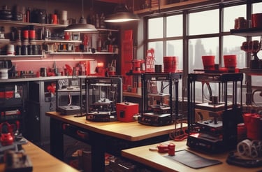 Close-up of a rugged 3D-printed tactical gear piece with black and red accents.