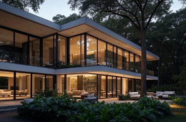Maison avec architecture moderne pour la journée mondiale de l'architecture