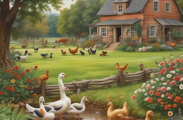 A cozy farmhouse porch with blooming vines and a wooden bench inviting visitors to connect.