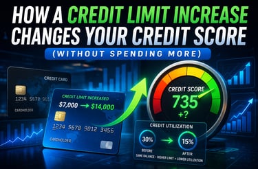Dynamic featured image showing a credit limit increase from $7,000 to $14,000 with a rising arrow, a