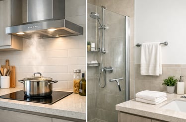 Reducir vapor interior en cocina y baño para evitar humedad por condensación