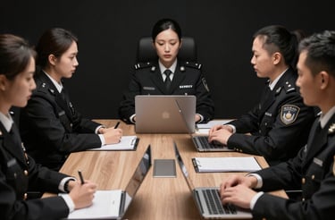 A diverse group of professionals collaborating around a table with laptops and documents.