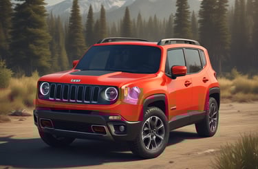 A welcoming Jeep Care Oficina mechanic ready to assist next to a Jeep Renegade.