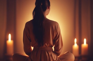 Warm, inviting spa reception with soft lighting and elegant decor in warm hues.