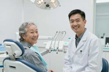 A warm dental clinic reception area with smiling staff ready to assist patients.