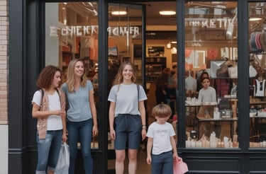 A friendly technician measuring a large storefront window on a sunny day.