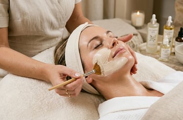 client receving a facial treatment