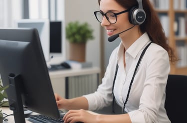 A friendly customer service representative with a headset, ready to assist customers.