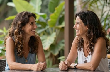 A warm, inviting workspace with soft lighting and a cozy chair for coaching sessions.